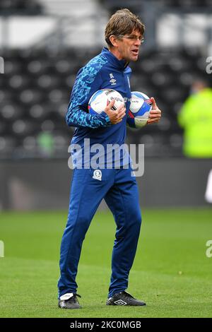 Le premier entraîneur d'équipe de Blackburn, David Lowe, lors du match de championnat Sky Bet entre Derby County et Blackburn Rovers au Pride Park, DerbyDerby, Angleterre, le 26th septembre 2020. (Photo de Jon Hobley/MI News/NurPhoto) Banque D'Images