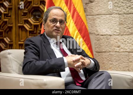 Le président du gouvernement catalan, Quim Torra, au Palau de la Generalitat à Barcelone, Catalogne, Espagne, le 25 septembre 2020. (Photo par Albert Llop/NurPhoto) Banque D'Images