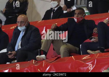 Adriano Galliani AD d'AC Monza et Kevin Prince Boateng d'AC Monza pendant le match de Coppa Italia entre AC Monza et US Triestina Calcio au Stadio Brianteo sur 29 septembre 2020 à Monza, Italie (photo de Giuseppe Cottini/NurPhoto) Banque D'Images