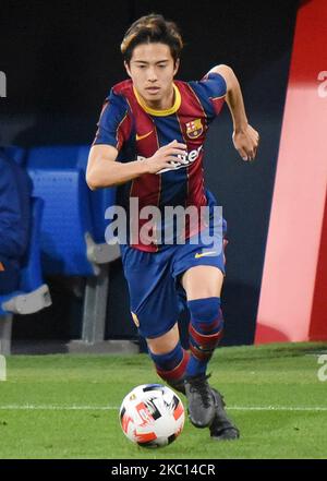 Le japonais Hiroki Abe, lors du match entre le FC Barcelone et le CF Badalona, correspondant à la deuxième division B, a joué au stade Johan Cruyff, le 03th octobre 2020, à Barcelone, en Espagne. (Photo de Noelia Deniz/Urbanandsport/NurPhoto) Banque D'Images