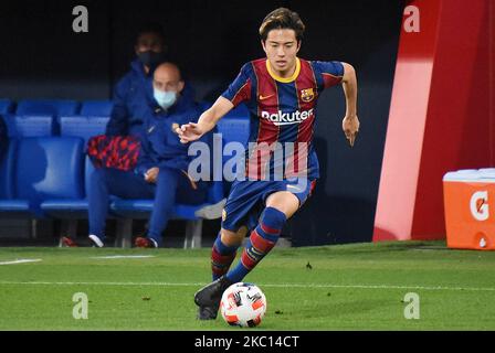 Le japonais Hiroki Abe, lors du match entre le FC Barcelone et le CF Badalona, correspondant à la deuxième division B, a joué au stade Johan Cruyff, le 03th octobre 2020, à Barcelone, en Espagne. (Photo de Noelia Deniz/Urbanandsport/NurPhoto) Banque D'Images