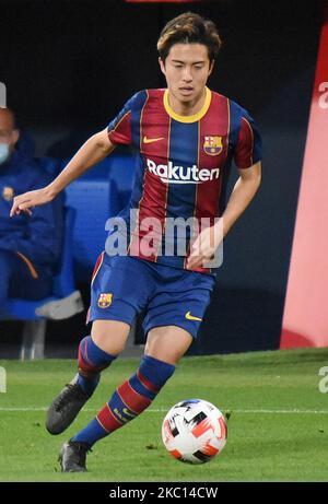 Le japonais Hiroki Abe, lors du match entre le FC Barcelone et le CF Badalona, correspondant à la deuxième division B, a joué au stade Johan Cruyff, le 03th octobre 2020, à Barcelone, en Espagne. (Photo de Noelia Deniz/Urbanandsport/NurPhoto) Banque D'Images