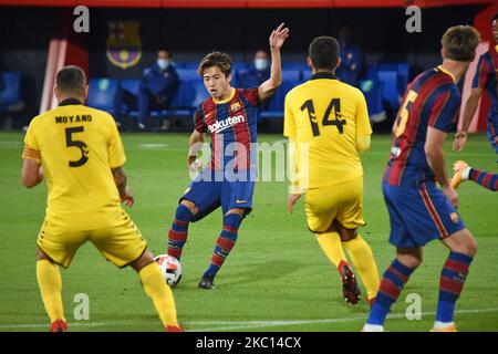 Le japonais Hiroki Abe, lors du match entre le FC Barcelone et le CF Badalona, correspondant à la deuxième division B, a joué au stade Johan Cruyff, le 03th octobre 2020, à Barcelone, en Espagne. (Photo de Noelia Deniz/Urbanandsport/NurPhoto) Banque D'Images