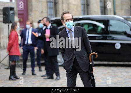 Gilles le Gendre, ancien chef du parti de centre-droit français la République en marche (LREM) arrive pour les funérailles de la chanteuse française Juliette Greco, à l'église Saint-Germain-des-Prés à Paris, sur 5 octobre 2020. La légendaire chanteuse française Juliette Greco, dont la carrière a duré plus d'un demi-siècle, est morte sur 23 septembre 2020, âgée de 93 ans. (Photo de Michel Stoupak/NurPhoto) Banque D'Images