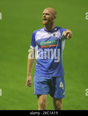 Jason Taylor de Barrow lors du match de Trophée de l'EFL entre Barrow et Leeds United à la rue Holker, Barrow-in-Furness, le 5th octobre 2020. (Photo de Mark Fletcher/MI News/NurPhoto) Banque D'Images