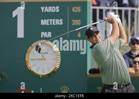 Steven Bowditch, joueur de l'équipe internationale, a joué sur le tee-shirt 1yard lors de la coupe des présidents de la PGA lors de la première ouverture en 4some 5match à Jack Nicklaus GC, Incheon. (Photo de Seung-il Ryu/NurPhoto) Banque D'Images