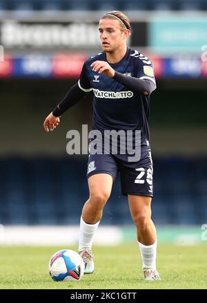 Kyle Taylor, de Southend, s'est Uni lors du match de la Sky Bet League 2 entre Southend United et Exeter City à Roots Hall, Southend, le samedi 10th octobre 2020. (Photo de Jacques Feeney/MI News/NurPhoto) Banque D'Images