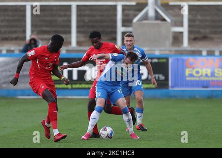 Josh Kay de Barrow en action pendant le match Sky Bet League 2 entre Barrow et Leyton Orient à la rue Holker, Barrow-in-Furness le samedi 10th octobre 2020. (Photo de Mark Fletcher/MI News/NurPhoto) Banque D'Images