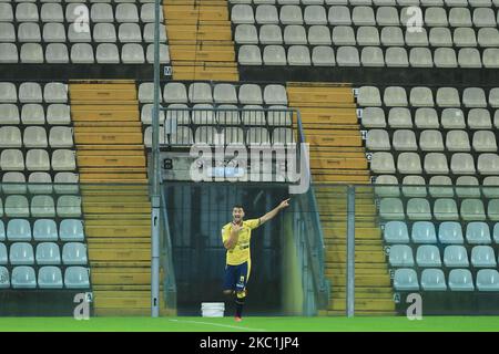 Alberto Spagnoli célèbre après avoir marquant un but lors du match série C entre Modène et Ravenne au Stadio Braglia sur 11 octobre 2020 à Modène, en Italie. (Photo par Emmanuele Ciancaglini/NurPhoto) Banque D'Images