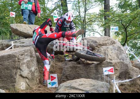 Championnat du monde FIM Trial125 ; Jack Dance, équipe gaz, en action pendant les Championnats du monde FIM Trial125 à Lazzate, Italie, on 11 octobre 2020 (photo de Massimo Bertolini/NurPhoto) Banque D'Images