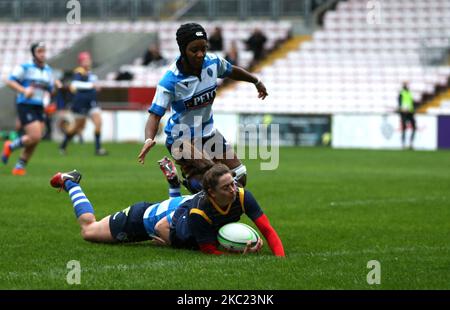 Robyn Wilkins, de Worcester Warriors Women, a fait un essai lors du match FÉMININ ALLIANZ PREMIER 15S entre Darlington Mowden Park Sharks et Worcester Warriors à la Northern Echo Arena de Darlington, le samedi 17th octobre 2020. (Photo de Chris Booth/MI News/NurPhoto) Banque D'Images