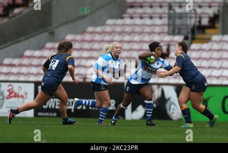 Tiana Gordon de Darlington Mowden Park Sharks à l'attaque lors du match FÉMININ ALLIANZ PREMIER 15S entre Darlington Mowden Park Sharks et Worcester Warriors à la Northern Echo Arena de Darlington, le samedi 17th octobre 2020. (Photo de Chris Booth/MI News/NurPhoto) Banque D'Images