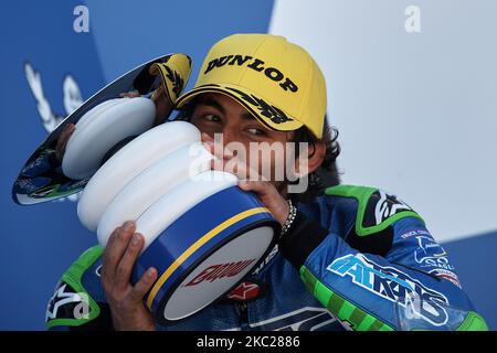 ENEA Bastianini (33) de l'Italie et Italtrans équipe de course pendant le MotoGP d'Aragon au circuit d'Aragon de Motorland sur 18 octobre 2020 à Alcaniz, Espagne. (Photo de Jose Breton/Pics action/NurPhoto) Banque D'Images