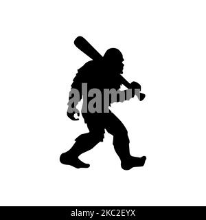 Silhouette Yeti. Joueur de ballon de course Bigfoot. Modèle d'hobbies Bigfoot pour la décoration d'intérieur, la découpe au laser, l'artisanat, l'imprimé t-shirt. Illustration vectorielle. Illustration de Vecteur