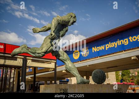 Sculpture de Kubala László devant le stade Spotify Camp Nou (Barcelone, Catalogne, Espagne) ESP: Escultura de Ladislao Kubala, Camp Nou, España Banque D'Images