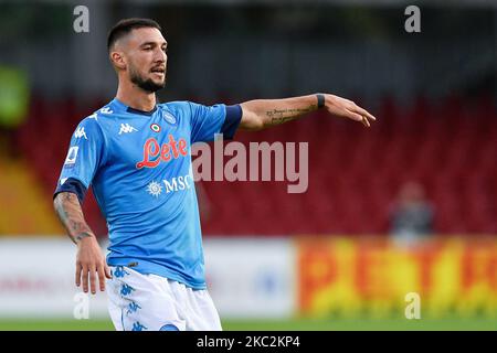 Matteo Politano de SSC Napoli gestes pendant la série Un match entre Benevento Calcio et SSC Napoli au Stadio Ciro Vigorito, Benevento, Italie, le 25 octobre 2020. (Photo de Giuseppe Maffia/NurPhoto) Banque D'Images