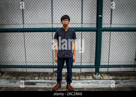 Tony Chung, militant étudiant pro-démocratie de Hong Kong et ancien chef du Studenlocalisme dissous, a été arrêté sous des accusations d'infraction à la loi sur la sécurité nationale, Hong Kong, octobre 2020 (photo de Tommy Walker/NurPhoto) Banque D'Images