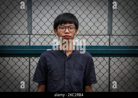 Tony Chung, militant étudiant pro-démocratie de Hong Kong et ancien chef du Studenlocalisme dissous, a été arrêté sous des accusations d'infraction à la loi sur la sécurité nationale, Hong Kong, octobre 2020 (photo de Tommy Walker/NurPhoto) Banque D'Images