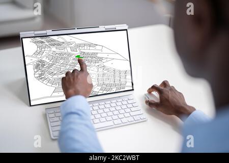 Carte d'enquête et plan d'évaluation de l'édifice de la ville du cadastre Banque D'Images