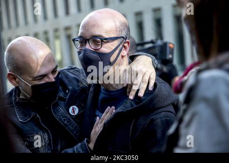 L'activiste pro-indépendant catalans Oriol Soler arrêté par la Garde civile espagnole à l'opération ''Volkhov'', pour le prétendu lien avec le gouvernement russe pour soutenir l'indépendance de la Catalogne, entrer dans la déclaration devant les tribunaux de Barcelone et de sortie à la liberté provisoire bien que l'enquête continue. A Barcelone, Catalogne, Espagne sur 30 octobre 2020 (photo d'Albert Llop/NurPhoto) Banque D'Images