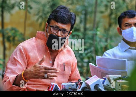 Rajendra Rathore, responsable principal du BJP, prenant la parole devant la conférence de presse de la session de l'Assemblée du Rajasthan en rapport avec les factures agricoles au bureau du parti à Jaipur, Rajasthan, Inde, sur 30 octobre 2020. (Photo de Vishal Bhatnagar/NurPhoto) Banque D'Images