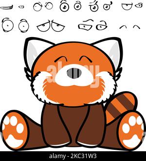 collection de jeux d'expressions de dessin animé à motif ours rouge mignon assis, format vectoriel d'illustration Illustration de Vecteur