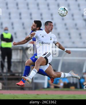 Mansila de SC Farense en action pendant le match de la Ligue nos entre Belenenenenses SAD et SC Farense à Estadio Nacional sur 31 octobre 2020 à Lisbonne, Portugal. (Photo de Paulo Nascimento/NurPhoto) Banque D'Images