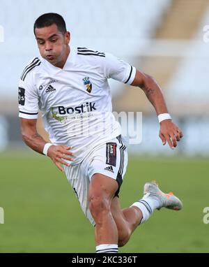 Mansila de SC Farense en action pendant le match de la Ligue nos entre Belenenenenses SAD et SC Farense à Estadio Nacional sur 31 octobre 2020 à Lisbonne, Portugal. (Photo de Paulo Nascimento/NurPhoto) Banque D'Images