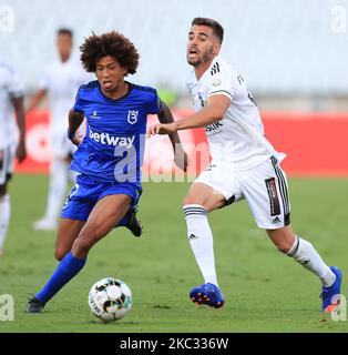 Robinho de Belenenenses SAD en action pendant le match de la Ligue nos entre Belenenenenenses SAD et SC Farense à l'Estadio Nacional sur 31 octobre 2020 à Lisbonne, Portugal. (Photo de Paulo Nascimento/NurPhoto) Banque D'Images