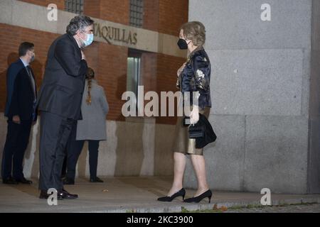 La reine Sofia participe au concert extraordinaire pour bénéficier des bourses annuelles pour l'extension des études à l'étranger de la jeunesse musicale de Madrid à l'Auditorium national de la musique sur 03 novembre 2020 à Madrid, Espagne. (Photo par Oscar Gonzalez/NurPhoto) Banque D'Images