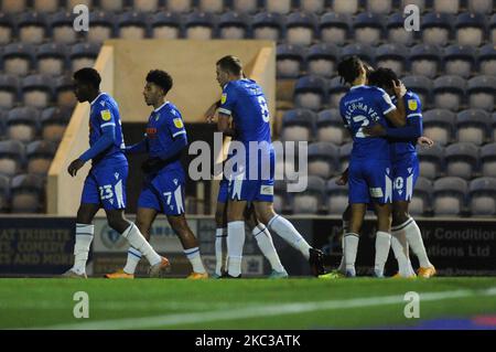 Colchesters Jevani Brown ouvre le score lors du match Sky Bet League 2 entre Colchester United et Stevenage au Weston Homes Community Stadium, à Colchester, le mardi 3rd novembre 2020. (Photo de Ben Pooley/MI News/NurPhoto) Banque D'Images