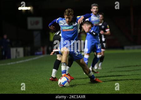 Luke James de Barrow en action pendant le match de la Sky Bet League 2 entre Grimsby Town et Barrow au parc Blundell, Cleethorpes, le mardi 3rd novembre 2020. (Photo de Mark Fletcher/MI News/NurPhoto) Banque D'Images