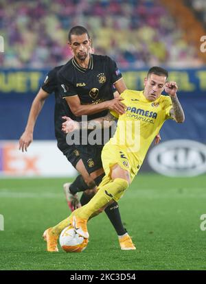 Ruben Pena de Villarreal CF et Nick Blackman de Maccabi tel Aviv FC pendant l'UEFA Europa League Group I mach entre Villarreal et Maccabi tel Aviv à l'Estadio de la Ceramica sur 5 novembre 2020 à Vila-Real, Espagne (photo de Maria Jose Segovia/NurPhoto) Banque D'Images