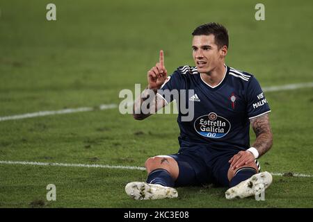 Santi Mina de Celta de Vigo gestes pendant le match de la Liga Santader entre Elche CF et RC Celta à l'Estadio Martinez Valero sur 8 novembre 2020 à Elche, Espagne. (Photo de Jose Breton/Pics action/NurPhoto) Banque D'Images