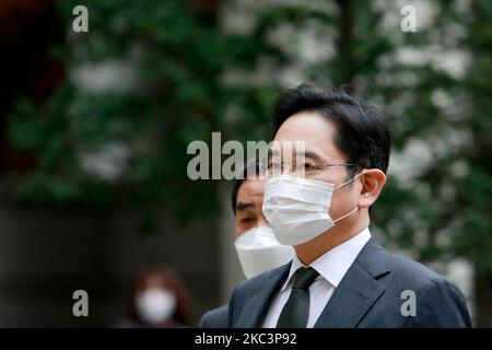 Jay Y. Lee (Jae-Yong Lee), vice-président de Samsung Electronics, arrive à la haute Cour de Séoul pour un procès sur 09 novembre 2020 à Séoul, en Corée du Sud. Jay Y. Lee a nié à plusieurs reprises toutes ses accusations, mais il est possible de retourner en prison s'il est reconnu coupable. (Photo de Chris Jung/NurPhoto) Banque D'Images