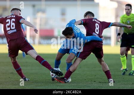 Nicola Pavan, Samuele Ricci, Federico Proia pendant le match de la série BKT entre Cittadella et Empoli au Stadio Pier Cesare Tombolato sur 21 novembre 2020 à Cittadella, Italie. (Photo par Emmanuele Ciancaglini/NurPhoto) Banque D'Images