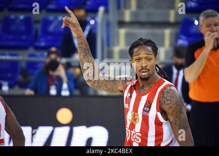 Emanuel Terry pendant le match entre le FC Barcelone et KK Crvena zvezda, correspondant à la semaine 10 de l'Euroligue, joué au Palau Blaugrana, le 20th novembre 2020, à Barcelone, Espagne. (Photo de Noelia Deniz/Urbanandsport/NurPhoto) Banque D'Images