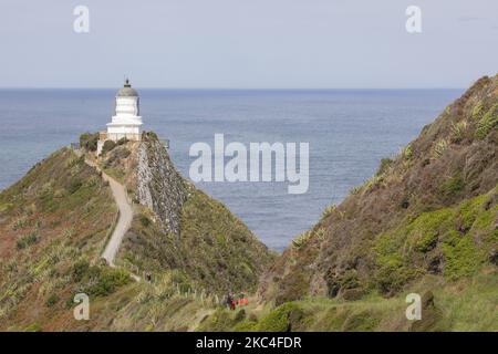 Vue sur la maison de lumière de Nugget point à Catlin dans la région d'Otago de l'île du Sud de la Nouvelle-Zélande sur 23 novembre 2020. (Photo de Sanka Vidanagama/NurPhoto) Banque D'Images