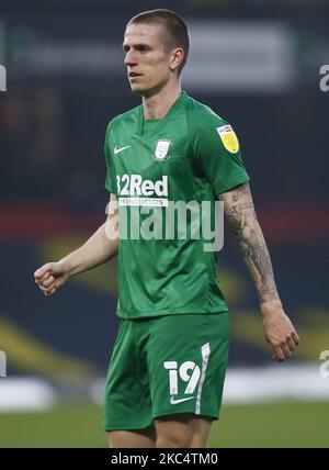 WATFORD, ANGLETERRE - 28 NOVEMBRE : Emil Riis Jakobsen de Preston North End lors du championnat entre Watford et Preston North End au stade Vicarage Road, Watford, Royaume-Uni, le 28th novembre 2020 (photo d'action Foto Sport/NurPhoto) Banque D'Images