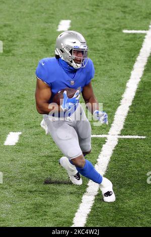 Les Detroit Lions de retour Jonathan Williams (41) portent le ballon pendant la deuxième moitié d'un match de football de la NFL entre les Houston Texans et les Detroit Lions à Detroit, Michigan, États-Unis, jeudi, 26 novembre 2020. (Photo par Amy Lemus/NurPhoto) Banque D'Images