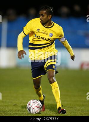 Jey Siva de Canvey Island pendant la deuxième ronde de la coupe FA entre Canvey Island et Boredom Wood au Park Lane Stadium , Canvey, Royaume-Uni, le 30th novembre 2020 (photo par action Foto Sport/NurPhoto) Banque D'Images