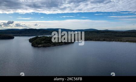 Une vue aérienne du lac Myall en Nouvelle-Galles du Sud, en Australie Banque D'Images