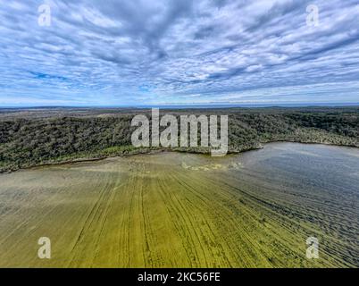 Une vue aérienne du lac Myall en Nouvelle-Galles du Sud, en Australie Banque D'Images