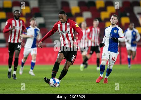 Ethan Pinnock Brentford F.C en action lors du match de championnat Sky Bet entre Brentford et Blackburn Rovers au stade communautaire de Brentford, Brentford, le samedi 5th décembre 2020. (Photo de Juan Gasperini/MI News/NurPhoto) Banque D'Images