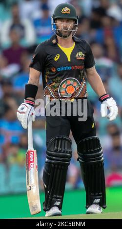 Matthew Wade, d'Australie, regardez au cours du deuxième match de la série internationale Twenty20 entre l'Australie et l'Inde au Sydney Cricket Ground, sur 06 décembre 2020, à Sydney, en Australie. ( Usage éditorial uniquement) (photo par Izhar Khan/NurPhoto) Banque D'Images