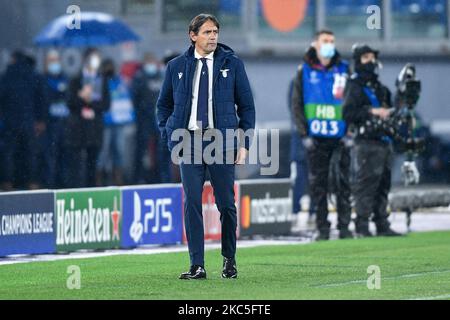 Simone Inzaghi responsable de SS Lazio lors du match de scène F de l'UEFA Champions League entre SS Lazio et le Club Brugge au Stadio Olimpico, Rome, Italie, le 8 décembre 2020. (Photo de Giuseppe Maffia/NurPhoto) Banque D'Images