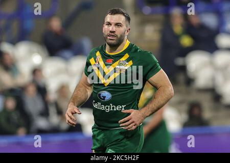 Huddersfield, Royaume-Uni. 04th novembre 2022. James Tedesco de l'Australie lors de la coupe du monde de rugby 2021 quart de finale match Australie contre Liban au stade John Smith, Huddersfield, Royaume-Uni, 4th novembre 2022 (photo de Mark Cosgrove/News Images) crédit: News Images LTD/Alay Live News Banque D'Images