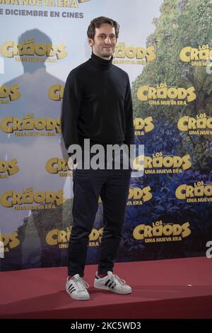 Raul Arevalo assiste au film de photocall Los Croods 2 à Madrid le 14 décembre 2020, Espagne (photo d'Oscar Gonzalez/NurPhoto) Banque D'Images