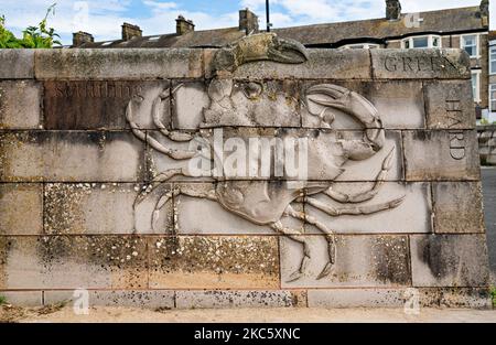 Sculptures en pierre de 'See Wall' à Morecambe, Lancashire, Royaume-Uni Banque D'Images