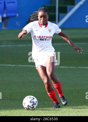 Toni Payne pendant le match entre le FC Barcelone et le FC Séville, correspondant à la semaine 12 de la Primera Liga Iberdrola, joué au stade Johan Cruyff, le 19th décembre 2020, à Barcelone, Espagne. -- (photo par Urbanandsport/NurPhoto) Banque D'Images